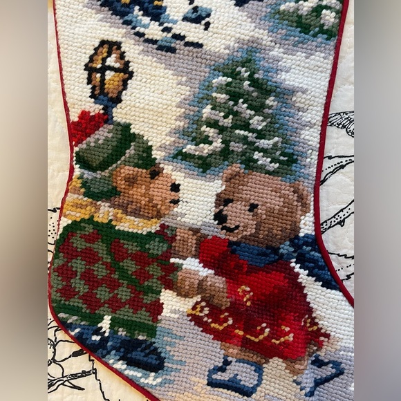 Skating Bears Ralph Lauren Inspired Christmas Needlepoint Stockings New - Picture 2 of 4